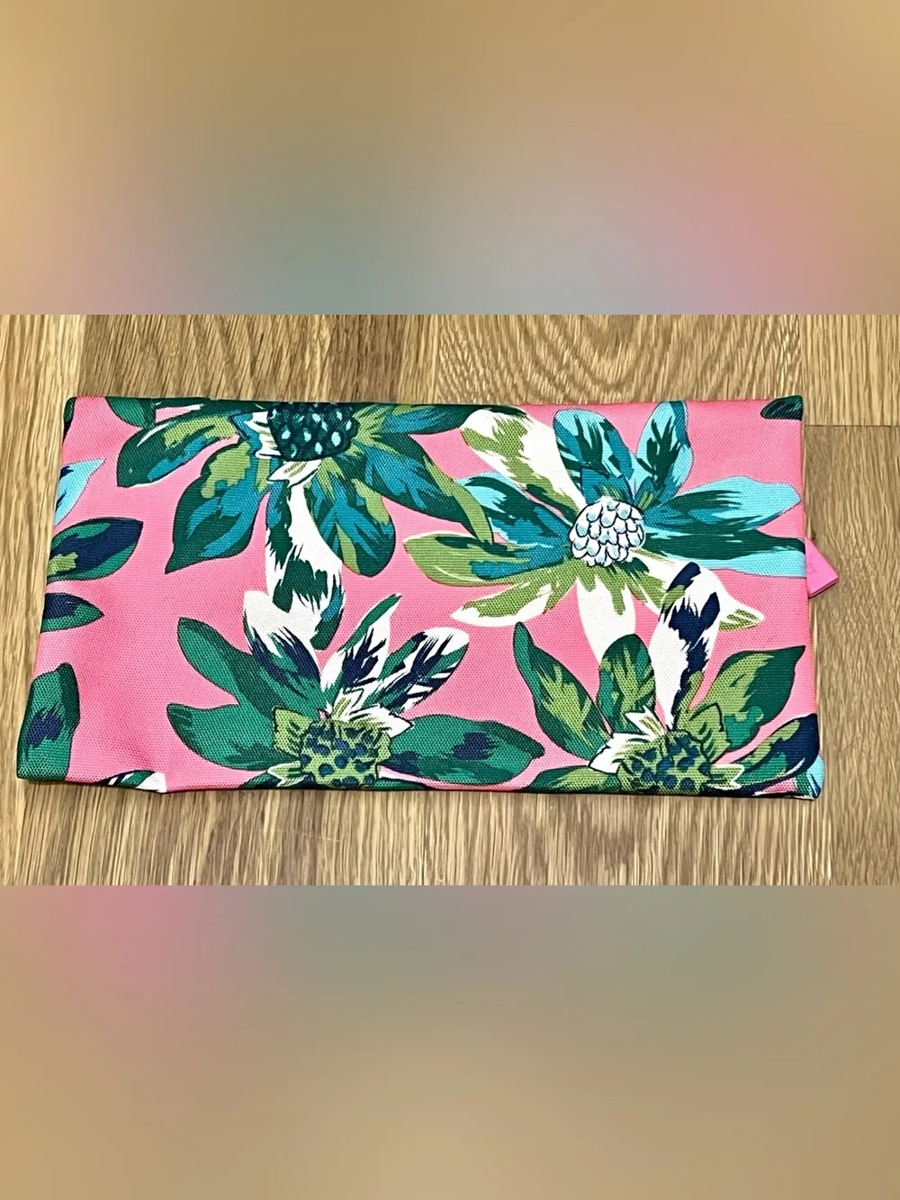Vera Bradley Zippered Pencil Pouch Lighten Up Tropical Paradise NWT Pink Green